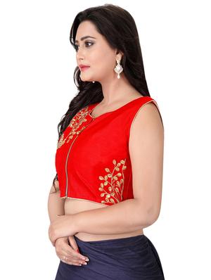 red silk embroidered blouse - 16027709 - Standard Image - 2