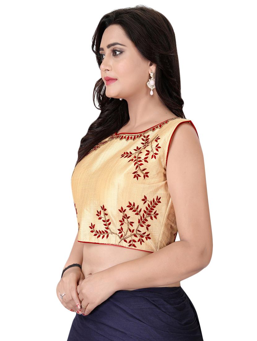 beige silk embroidered blouse - 16027717 - Zoom Image - 2