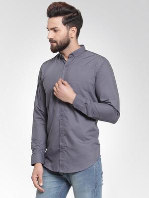 grey cotton casual shirt - 16028957 - Standard Image - 2