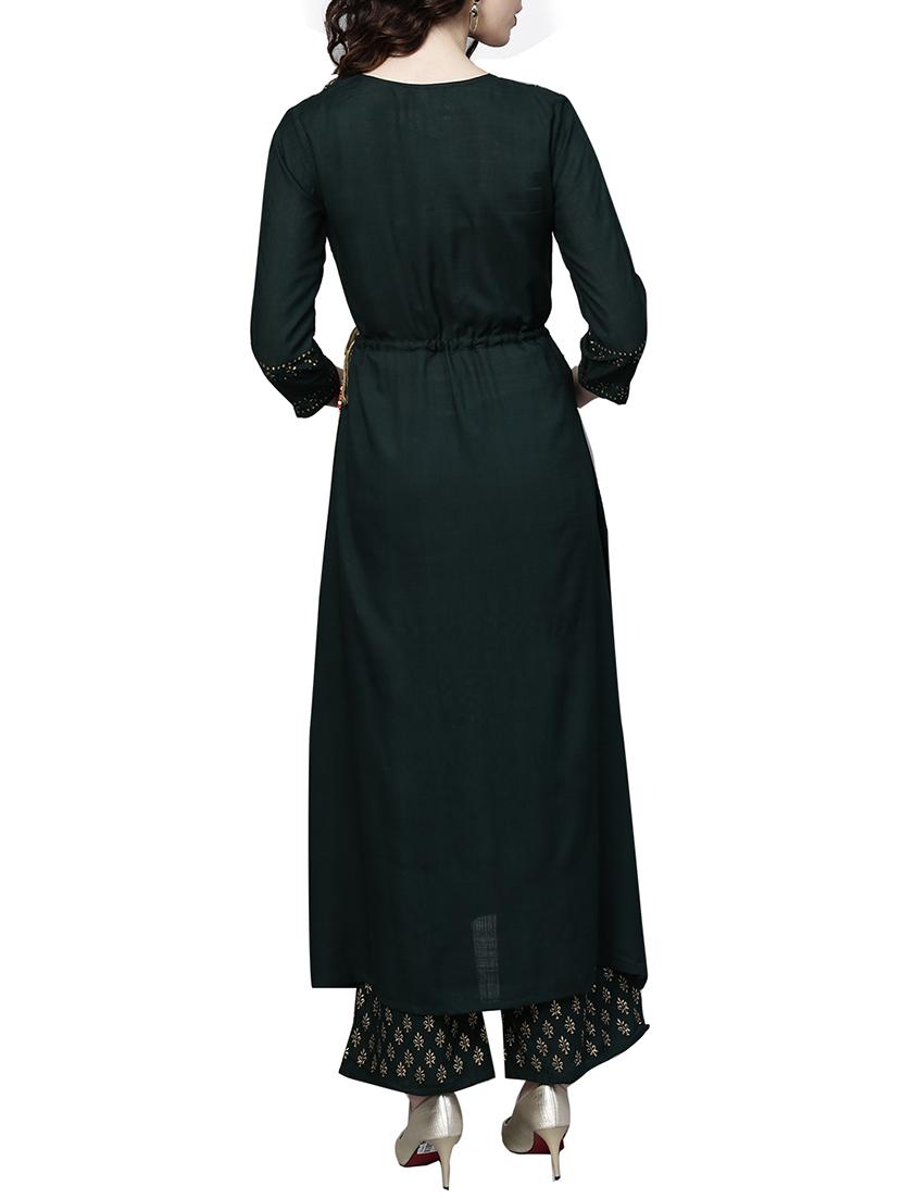 foil printed kurta palazzo set - 16029352 - Zoom Image - 2