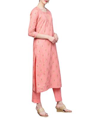foil printed kurta with pant set - 16029356 - Standard Image - 2