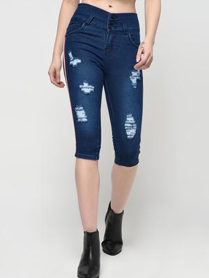 side taped distressed capri - 16029779 - Standard Image - 2