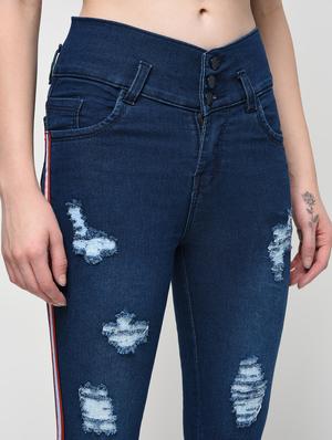 side taped distressed capri - 16029779 - Standard Image - 5