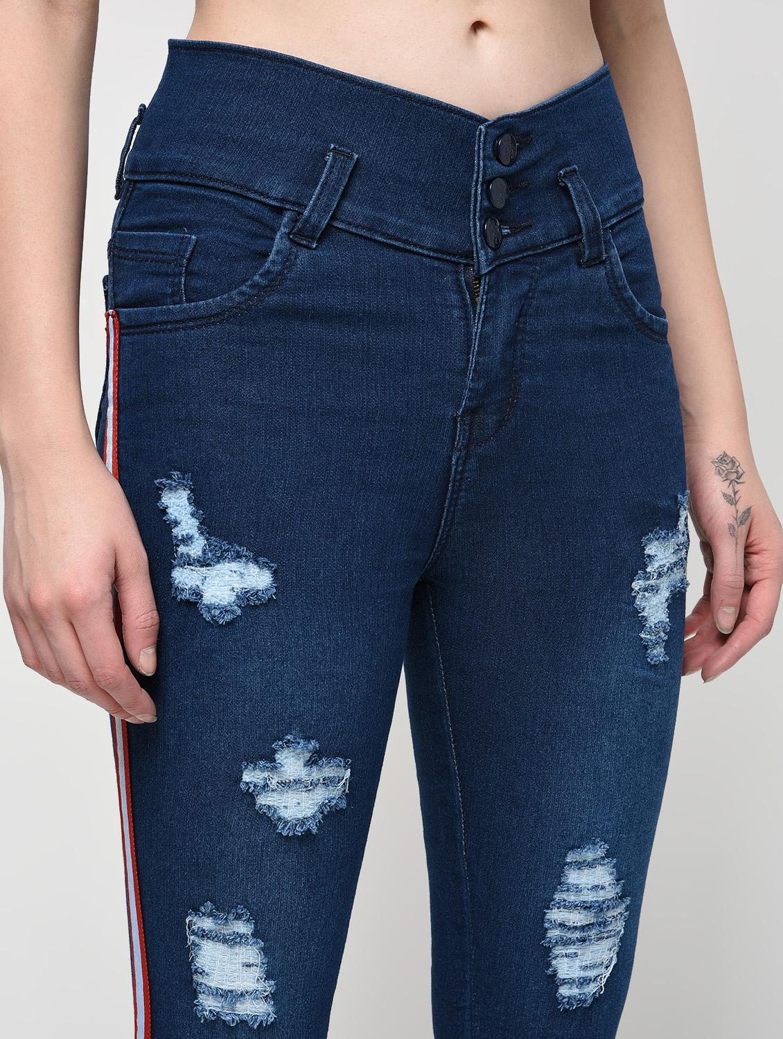 side taped distressed capri - 16029779 - Zoom Image - 5