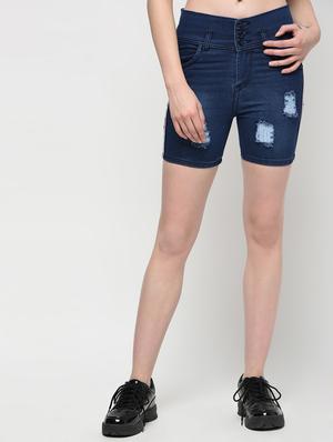 side taped distressed shorts - 16029796 - Standard Image - 2