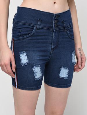 side taped distressed shorts - 16029796 - Standard Image - 5