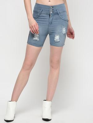 side taped distressed shorts - 16029798 - Standard Image - 2
