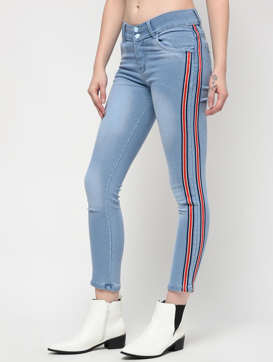 side taped stone washed jeans - 16029803 - Zoom Image - 2