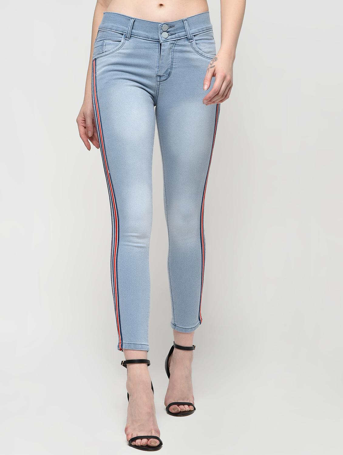 side taped stone washed jeans - 16029804 - Zoom Image - 2