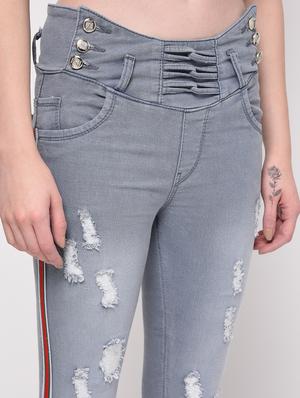 side taped distressed jeans - 16029807 - Standard Image - 5