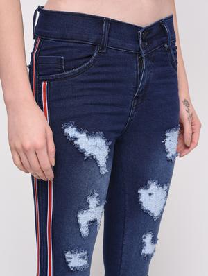 side taped distressed jeans - 16029808 - Standard Image - 5