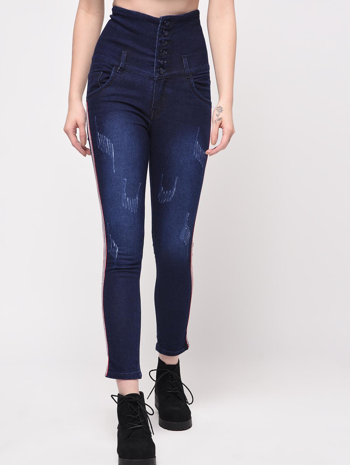 side taped distressed jeans - 16029811 - Zoom Image - 2