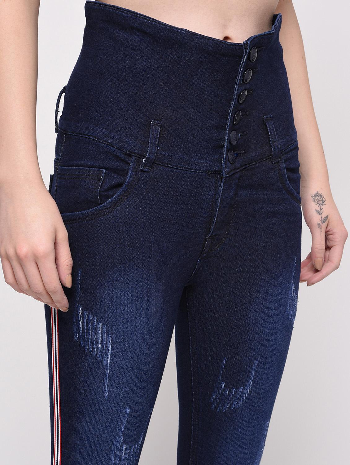 side taped distressed jeans - 16029811 - Zoom Image - 5