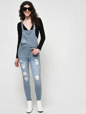 side taped distressed dungaree - 16029928 - Standard Image - 2