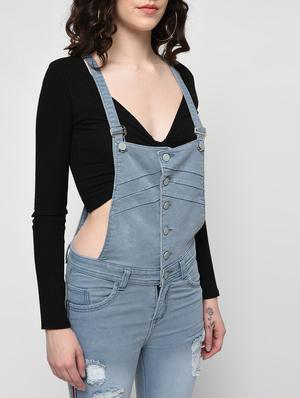 side taped distressed dungaree - 16029928 - Standard Image - 5