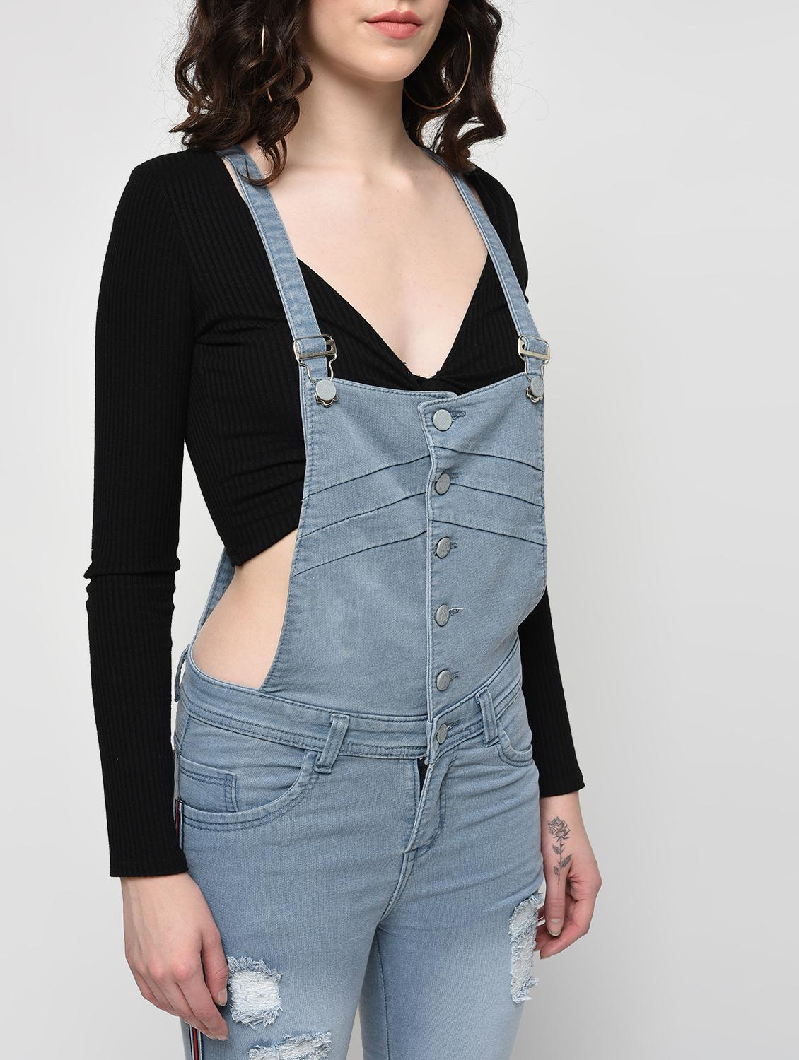 side taped distressed dungaree - 16029928 - Zoom Image - 5