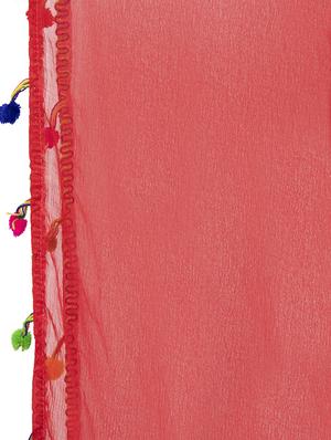 Solid dupatta with pom pom lace - 16039374 - Standard Image - 2