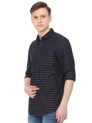 navy blue cotton casual shirt - 16040246 - Standard Image - 2