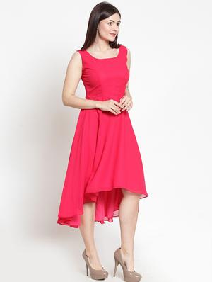 scoop neck high low dress - 16040297 - Standard Image - 2