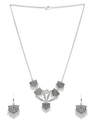 silver metal long necklace - 16040838 - Standard Image - 2