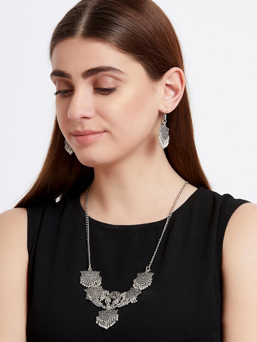silver metal long necklace - 16040838 - Zoom Image - 5