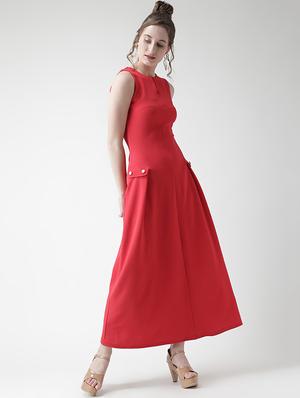 keyhole neck pleat detail maxi dress - 16041183 - Standard Image - 2