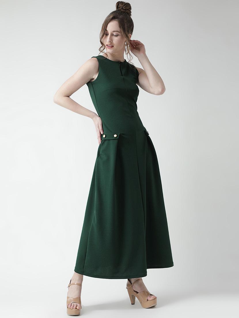 keyhole neck pleat detail maxi dress - 16041184 - Zoom Image - 2