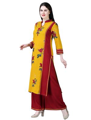 floral kurta palazzo set - 16041784 - Standard Image - 2