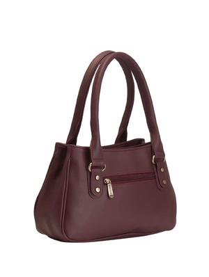 maroon leatherette (pu) regular handbag - 16045182 - Standard Image - 2