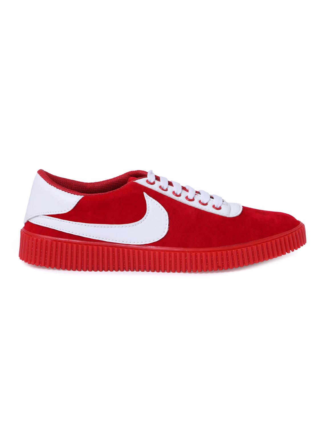 red suede lace up sneakers - 16046821 - Zoom Image - 2
