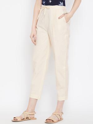 pleat detail drawstring cropped pant - 16047011 - Standard Image - 2