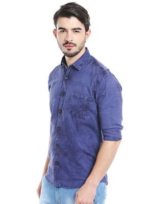 blue cotton casual shirt - 16047700 - Standard Image - 2