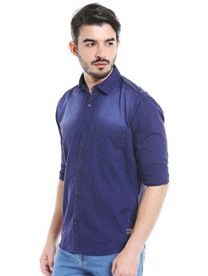 blue cotton casual shirt - 16047704 - Standard Image - 2