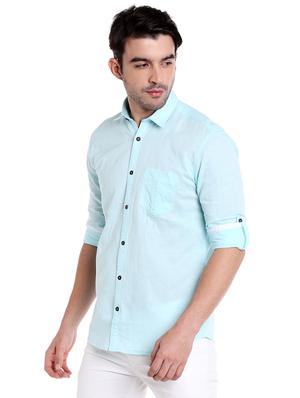 blue cotton casual shirt - 16047713 - Standard Image - 2