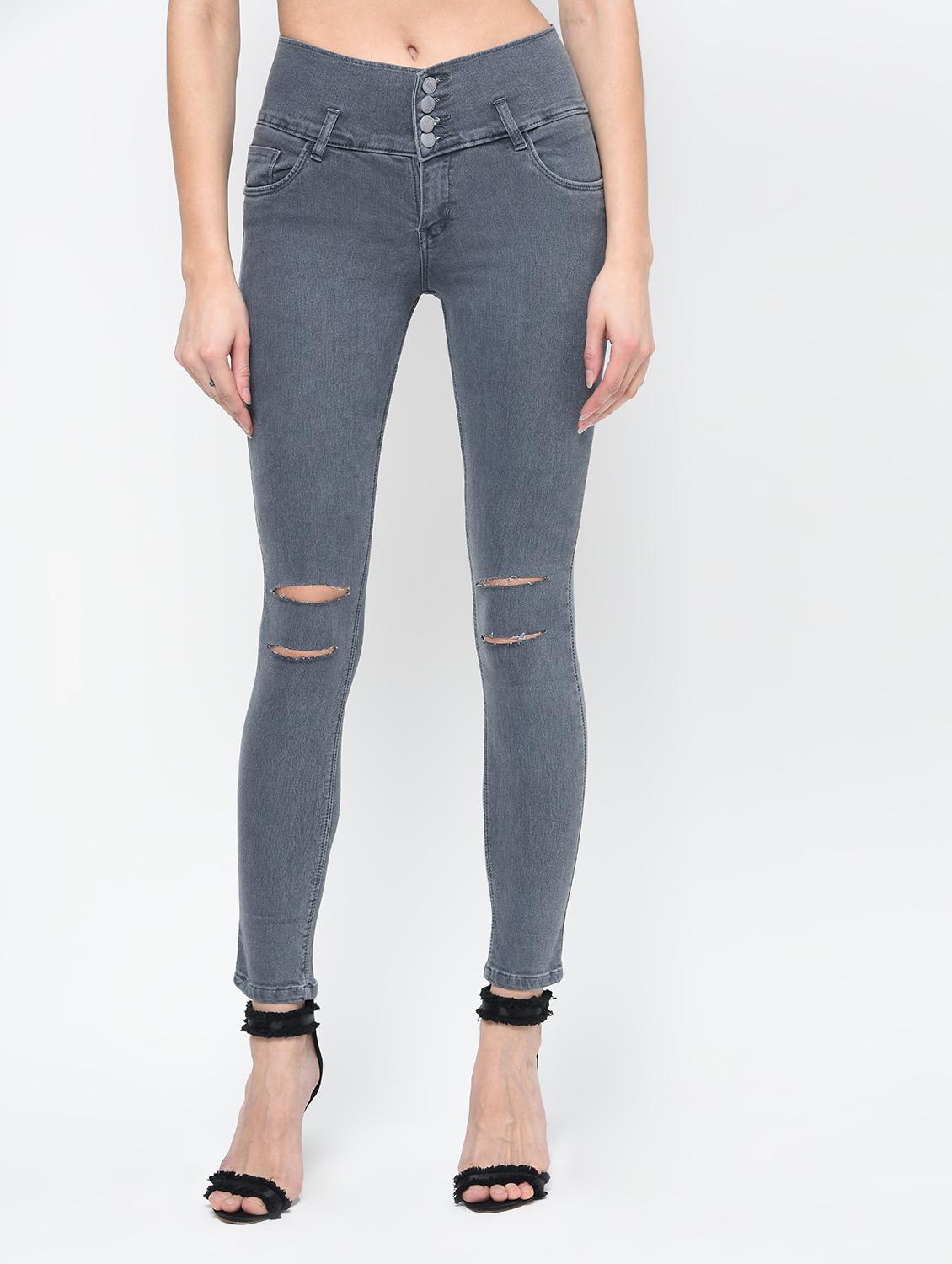 knee slit skinny fit jeans - 16047743 - Zoom Image - 2