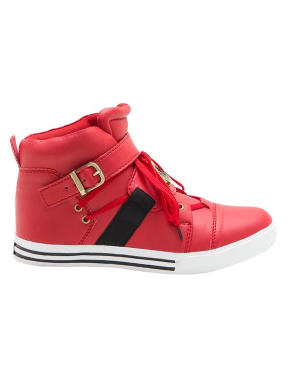 red leatherette lace up sneakers - 16047842 - Zoom Image - 2