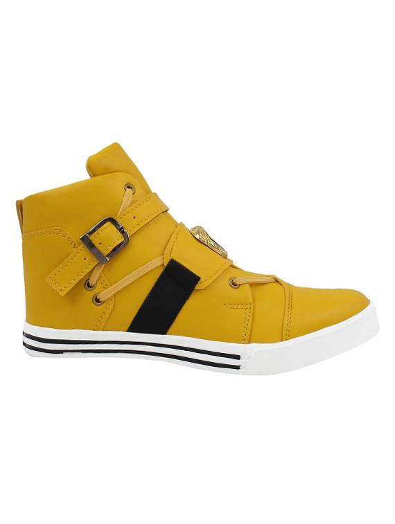 yellow leatherette lace up sneakers - 16047844 - Zoom Image - 2