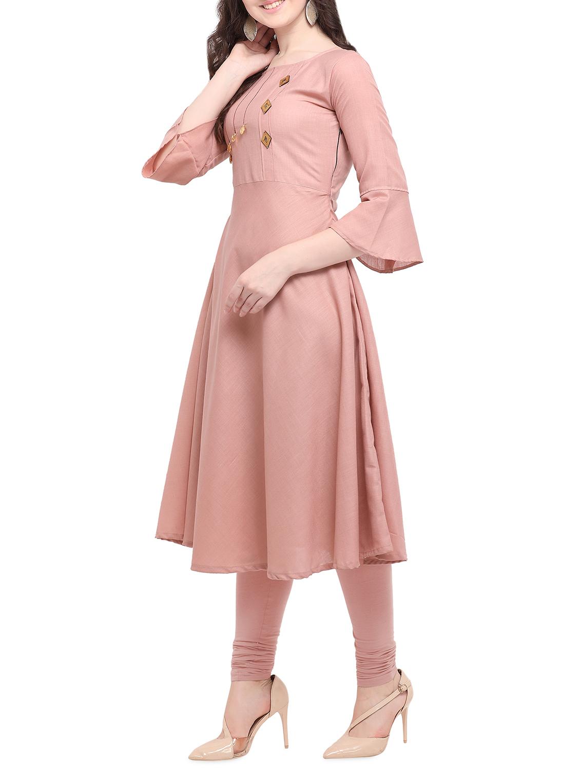 bell sleeved flared kurta - 16048125 - Zoom Image - 2