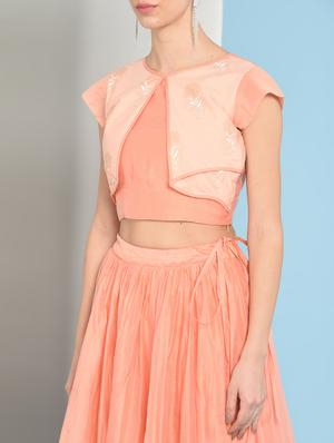 block print layered top with flared skirt set - 16049446 - Standard Image - 5