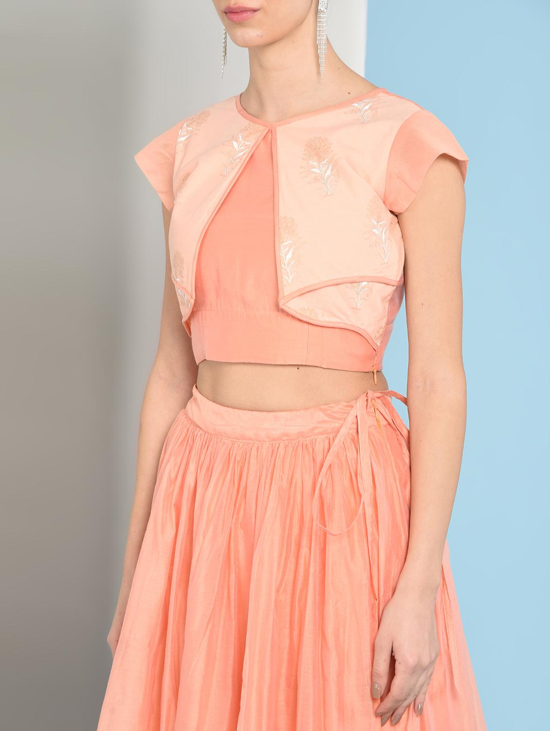 block print layered top with flared skirt set - 16049446 - Zoom Image - 5