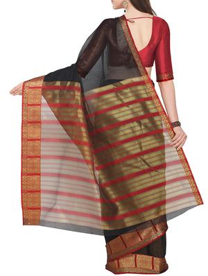 zari border black gadwal saree with blouse - 16049455 - Standard Image - 2