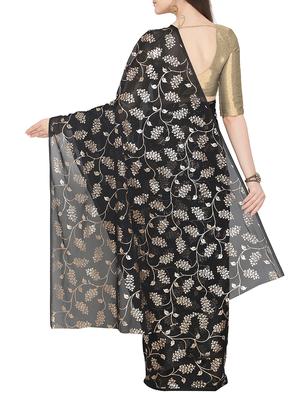 foil printed saree with blouse - 16049461 - Standard Image - 2