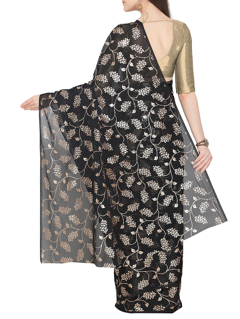 foil printed saree with blouse - 16049461 - Zoom Image - 2