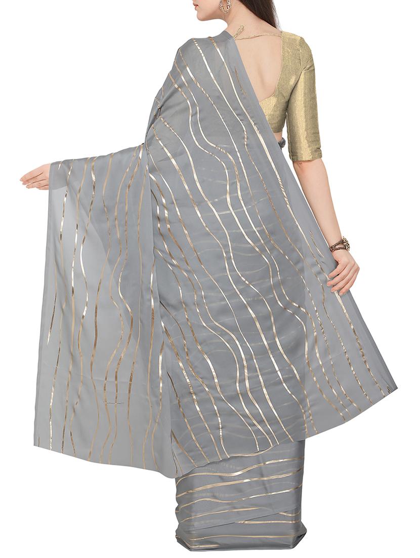 foil printed leheriya saree with blouse - 16049464 - Zoom Image - 2