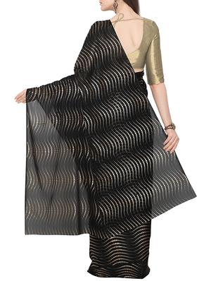 foil printed saree with blouse - 16049466 - Standard Image - 2