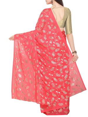 foil printed saree with blouse - 16049467 - Standard Image - 2
