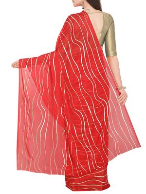 foil printed saree with blouse - 16049469 - Standard Image - 2