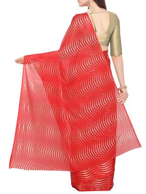 foil printed saree with blouse - 16049473 - Standard Image - 2