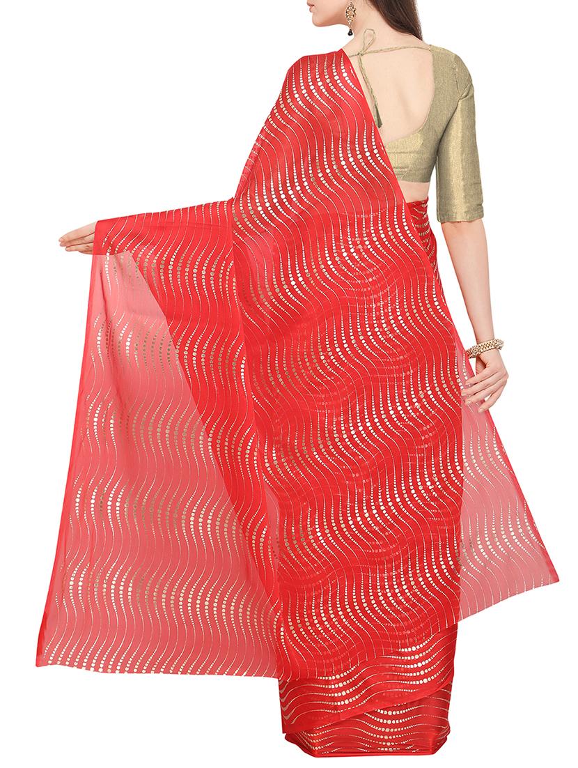 foil printed saree with blouse - 16049473 - Zoom Image - 2