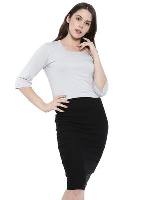 ash grey round neck top - 16049940 - Standard Image - 2